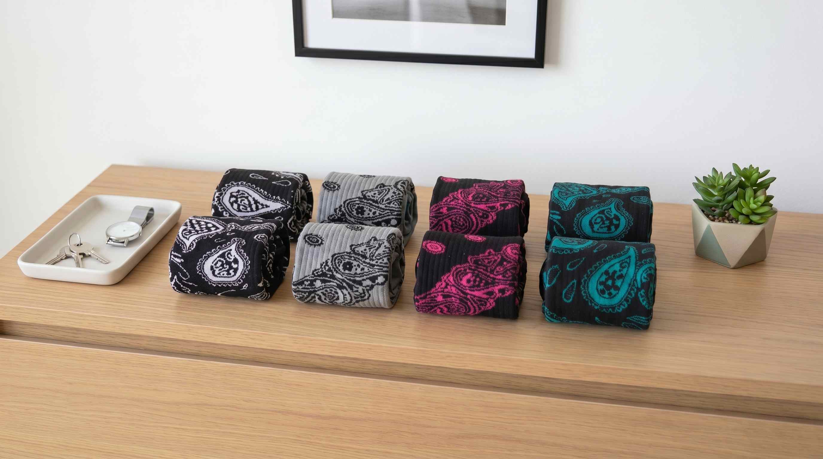 thumbnail video image 2 of Couver Unisex Bandana Socks/ Mid-Calf Crew Socks - Red, 2 of 2