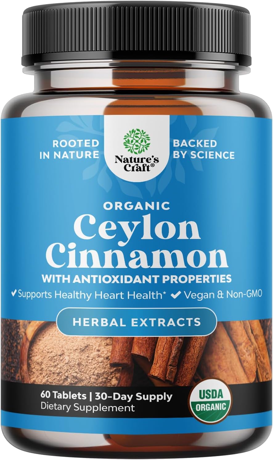 thumbnail video image 2 of Organic Ceylon Cinnamon Extract Tablets 1000mg - Ceylon Cinnamon Organic Supplement for Immune System & Heart Health Aid - Immune Support Supplements for Adults - 60 Count, 2 of 9