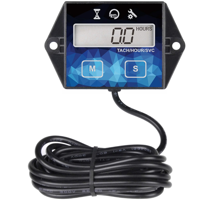thumbnail video image 2 of Runleader Tachometer Digital Hour Meter Gauge for 2 & 4 Stroke Spark Gas Engines Waterproof HM011F, 2 of 8