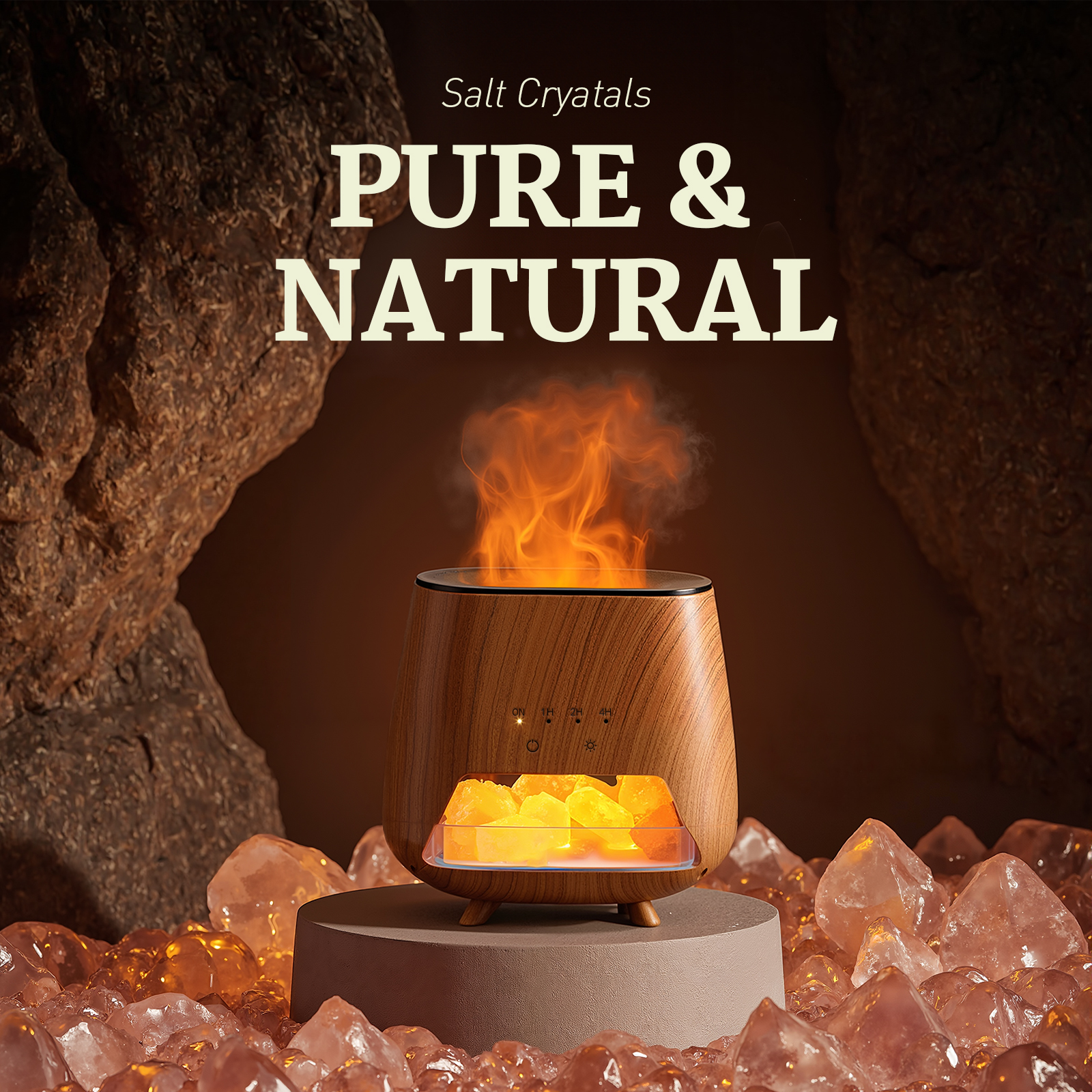 Noahstrong Essential Oil Diffuser with Himalayan Pink Salt Rock, 200ml ...
