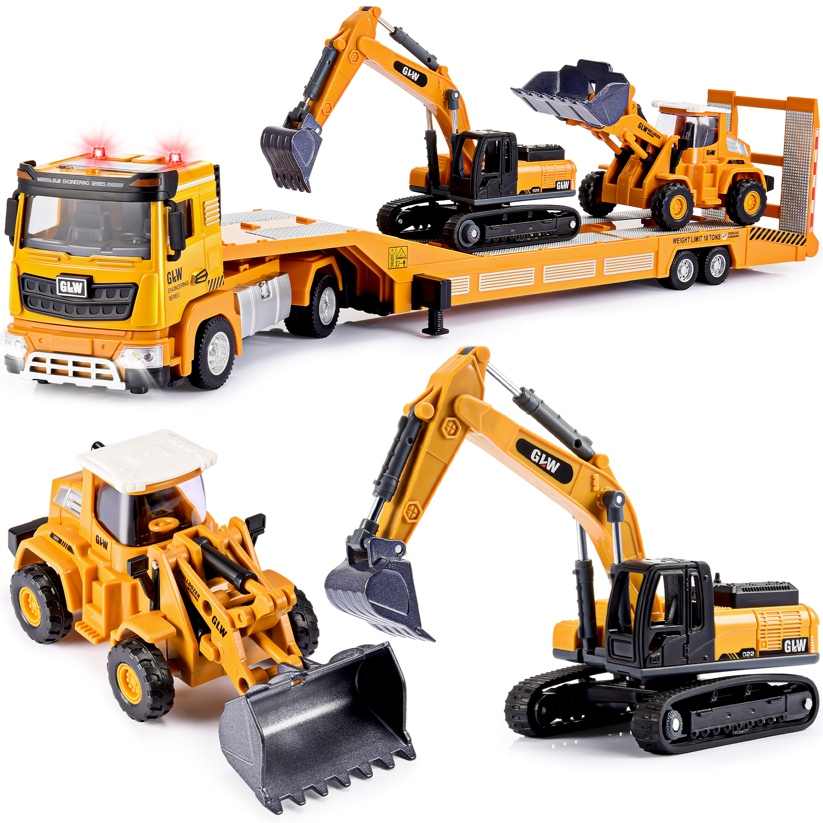 thumbnail video image 2 of Toys Gifts for 3 4 5 6 7 Years Old Boys, Engineering Construction Vehicles Truck, Construction Toys Set with Truck, Excavator and Bulldozer, Alloy, 2 of 8