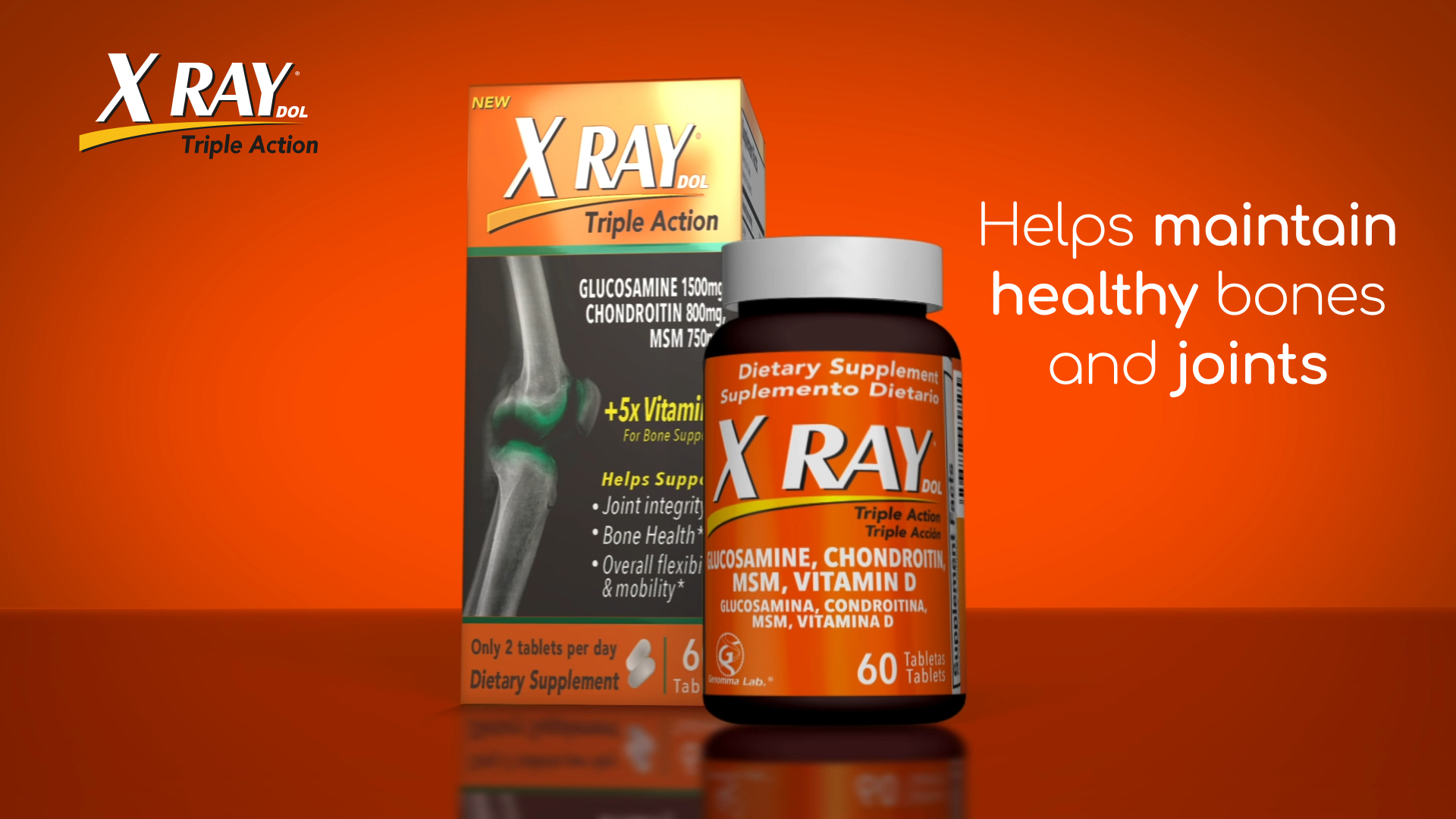 thumbnail video image 3 of X Ray Triple Action Joint Health Supplement, Glucosamine Chondroitin, MSM, Vitamin D, 60 Count, 3 of 8