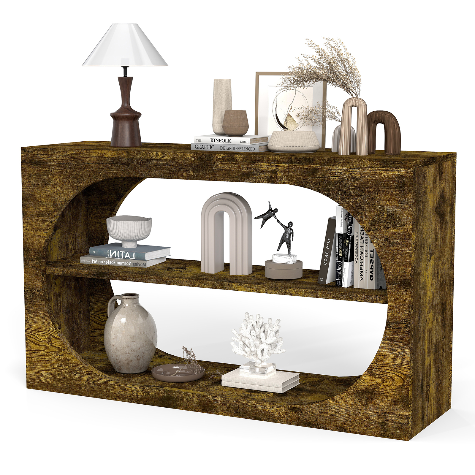 thumbnail video image 2 of Tarnorci 54.33-Inch Console Table, Farmhouse Entryway Console Table with Storage, Industrial Hallway Accent Table for Living Room, Entrance, 2 of 11