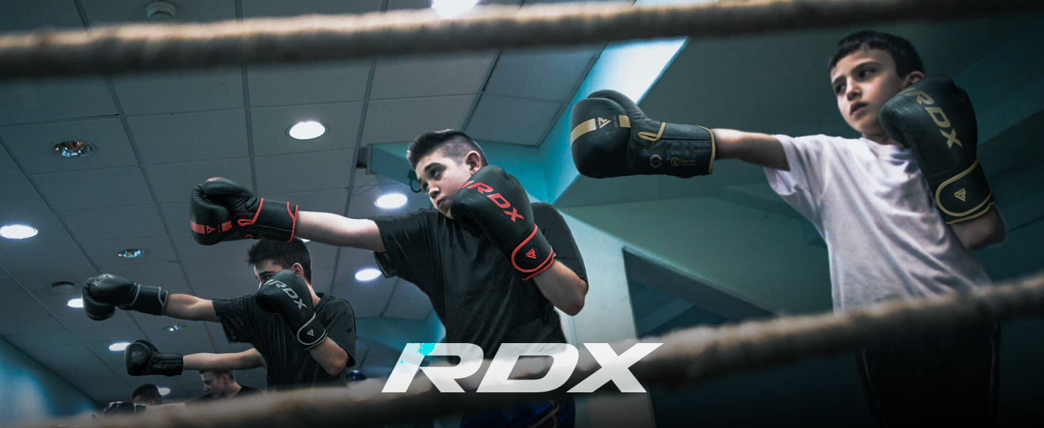 thumbnail video image 2 of RDX Kids Boxing Gloves, Muay Thai Boxing Gloves for Kids, Maya Hide Leather Sparring Combat Gloves, KARA Patent Training Mitt, MMA, White,6oz, 2 of 6