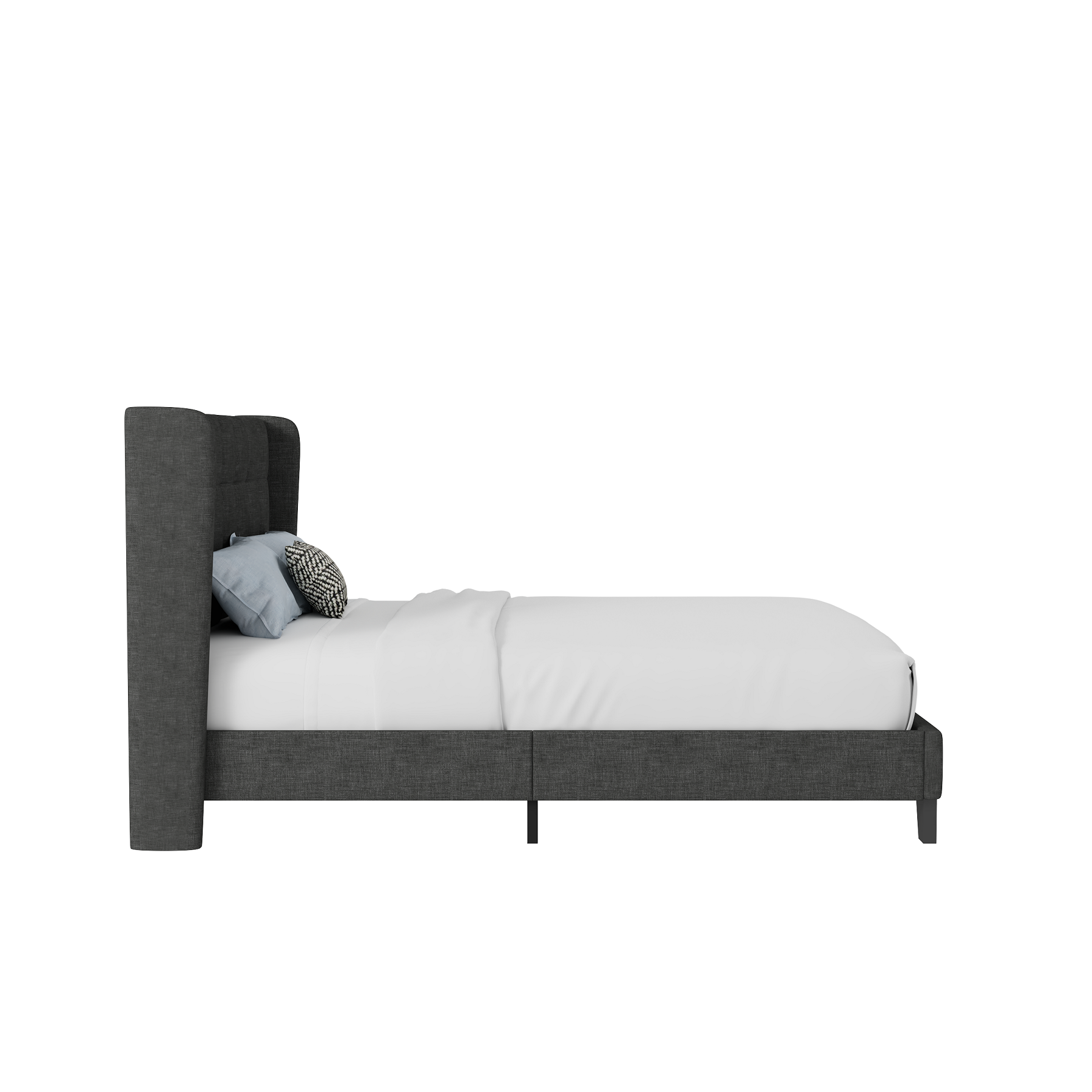 Einfach Queen Platform Bed Frame with Upholstered Wingback Linen 