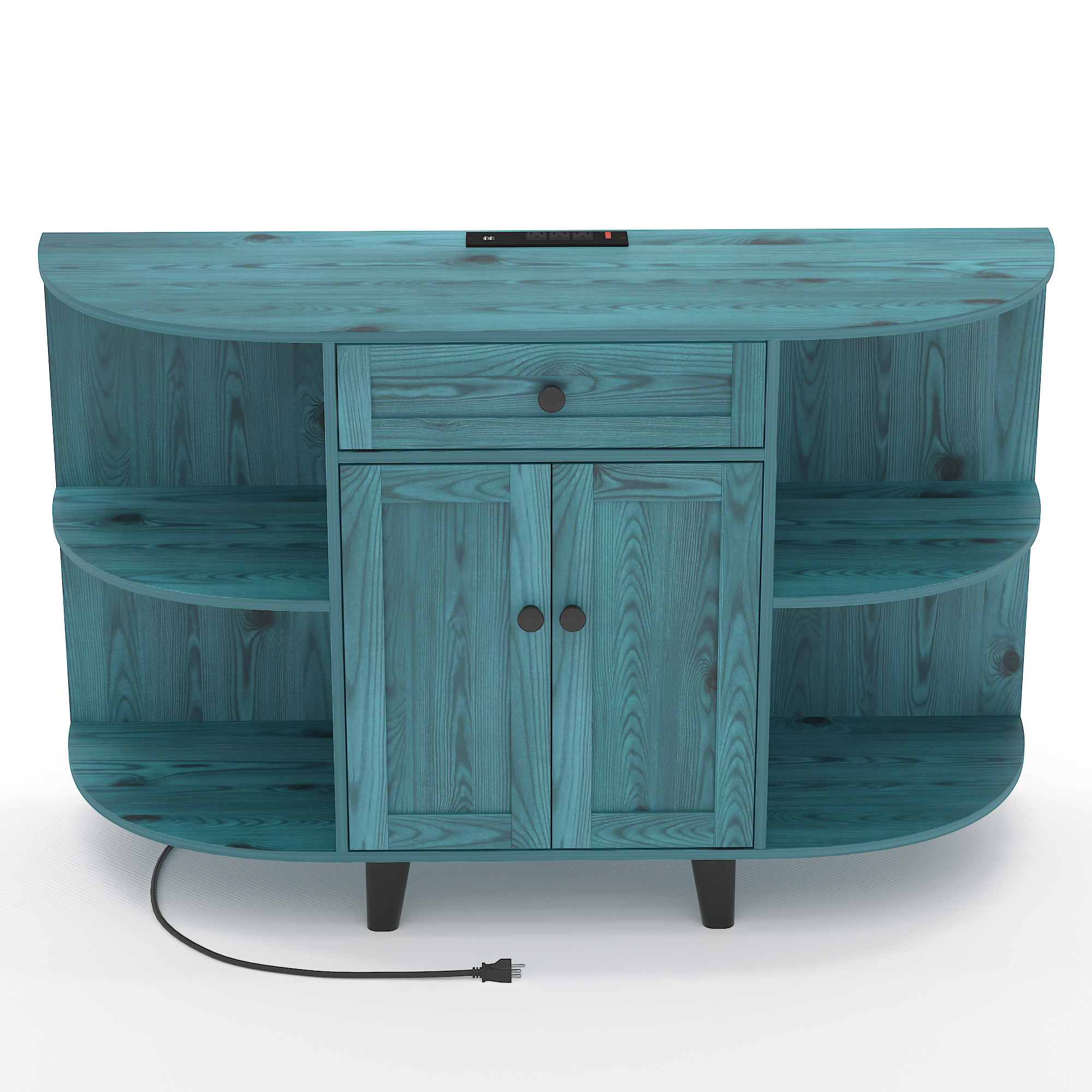 thumbnail video image 2 of NAIYUFA Sideboard Buffet Cabinet with Power Outlet,Wooden Multifunctional Cupboard,Freestanding Kitchen Cabinet with Storage, Coffee Bar Cabinet for Living Room, Hallway, Kitchen,Vintage Blue, 2 of 10