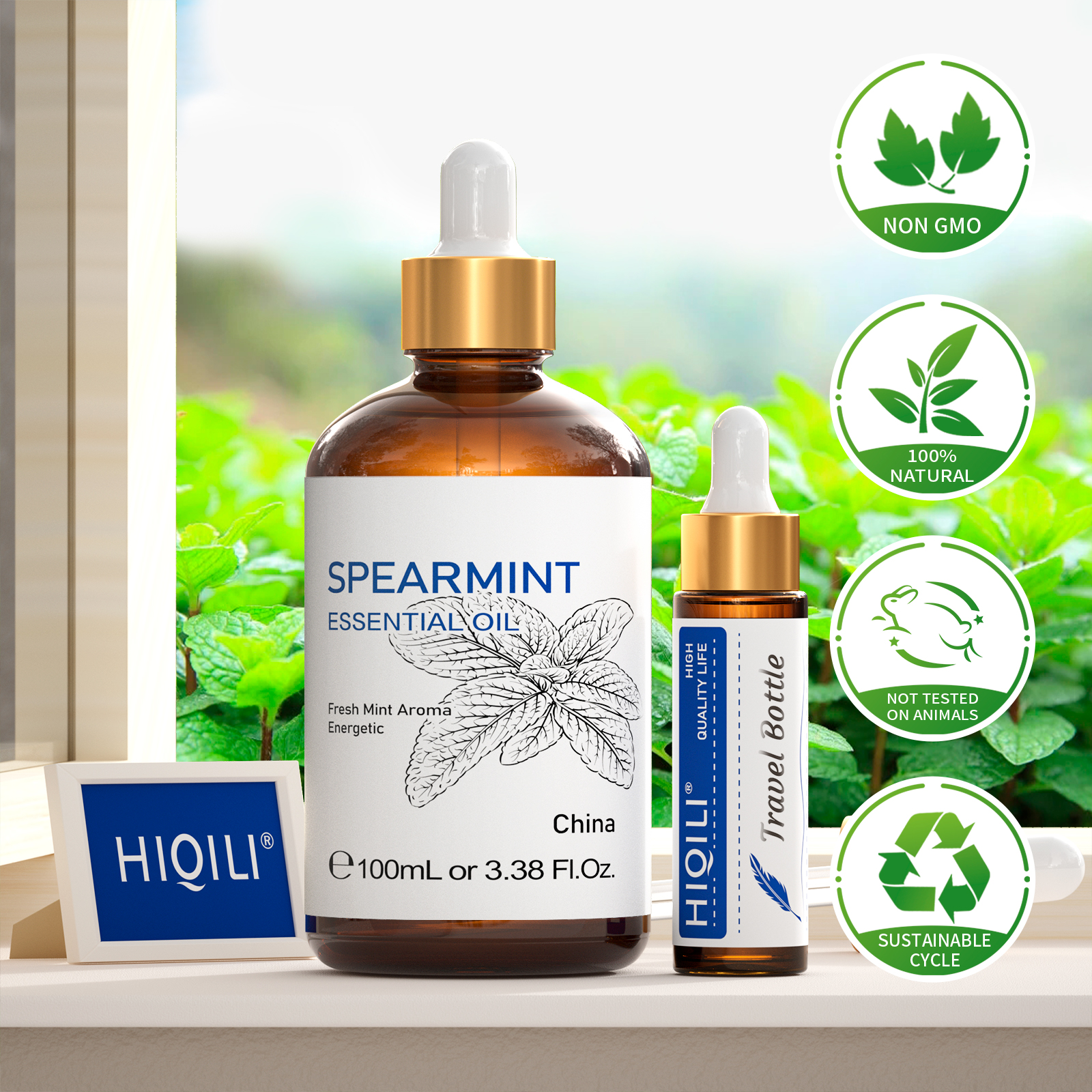 thumbnail video image 2 of HIQILI Spearmint Essential Oil, Pure Natural, 100mL Oil for  Skin Care Facial, Add to Lotions Creams, 2 of 6