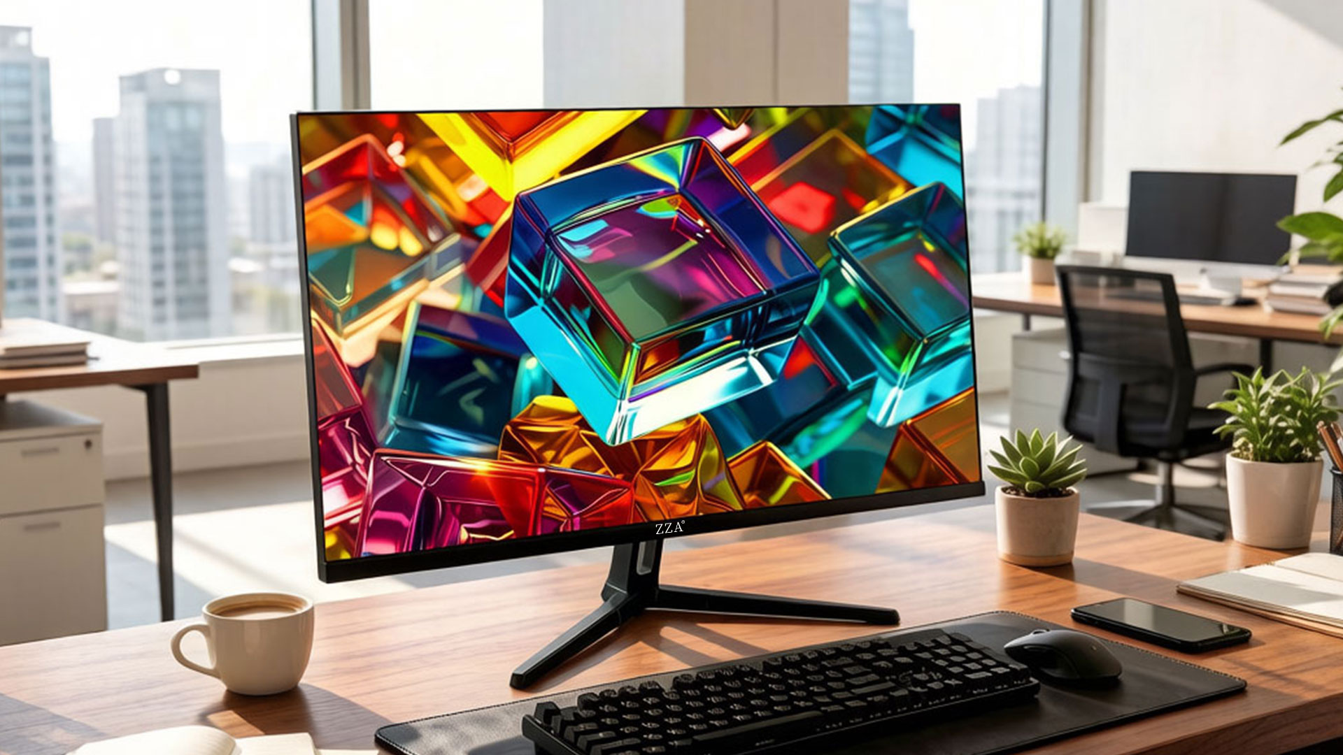 thumbnail video image 2 of ZZA 27 Inch 4K UHD 3840*2160P Computer Monitor, 75Hz IPS Flat Monitor, 120% sRGB, 300cd/㎡ Brightness, HDR10 & AMD FreeSync, 2×HDMI 2.0 & 2×DP 1.2, Ideal for Business & Office Work, 2 of 9