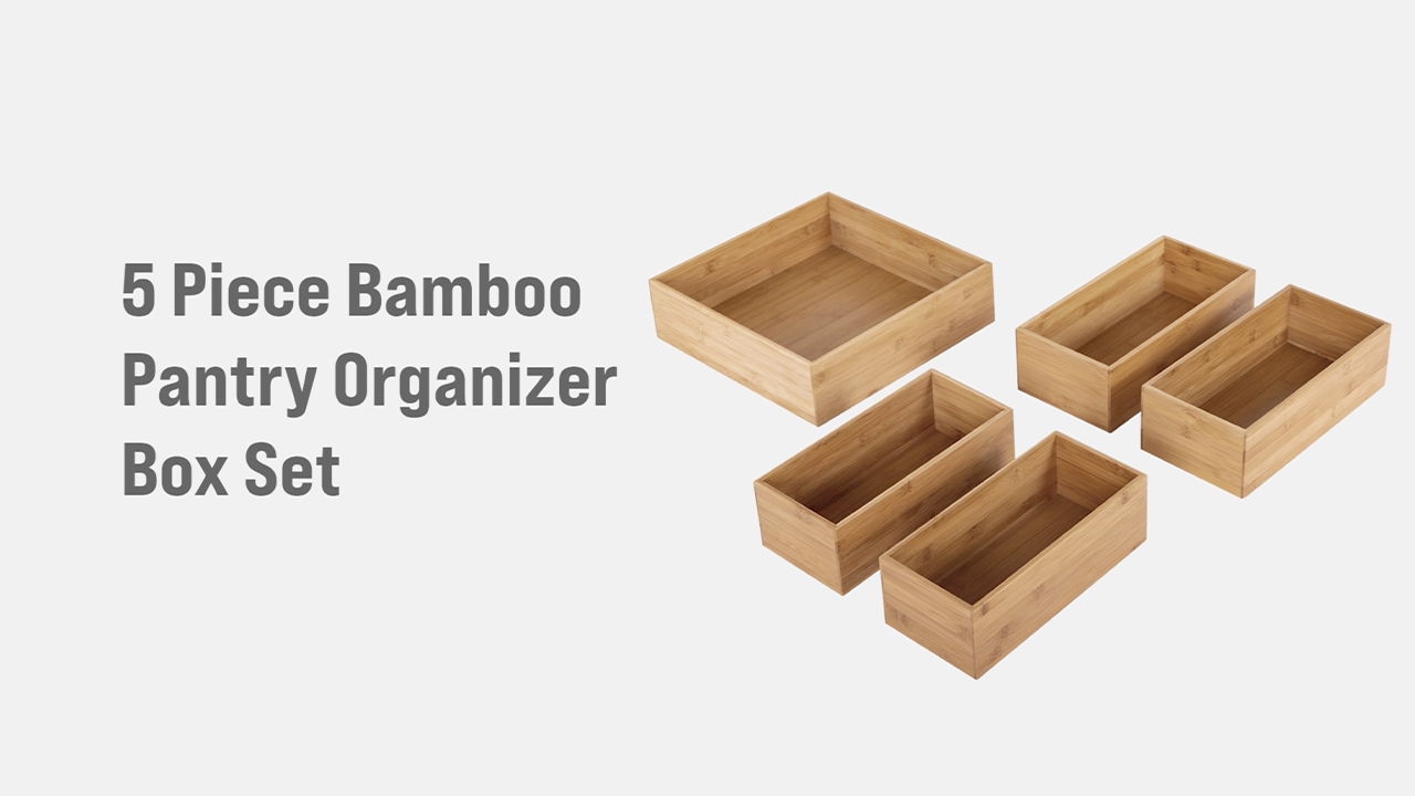 thumbnail video image 2 of Seville Classics 5-Piece Bamboo Organizer Bin Set, 2 of 7