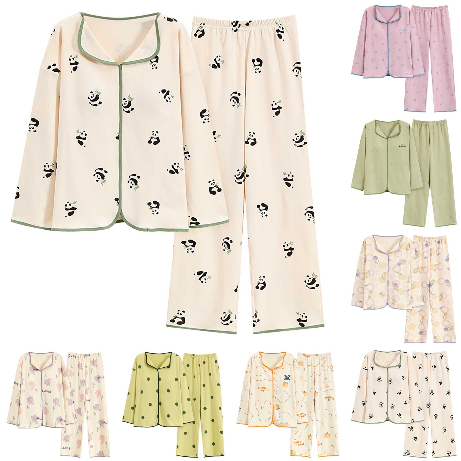 thumbnail video image 2 of Delayuji Pajama Sets Women Petite Pajama Set Petite Length Tunic Top Wide Leg Pants Womens Pajama Sets Beige Xl, 2 of 10