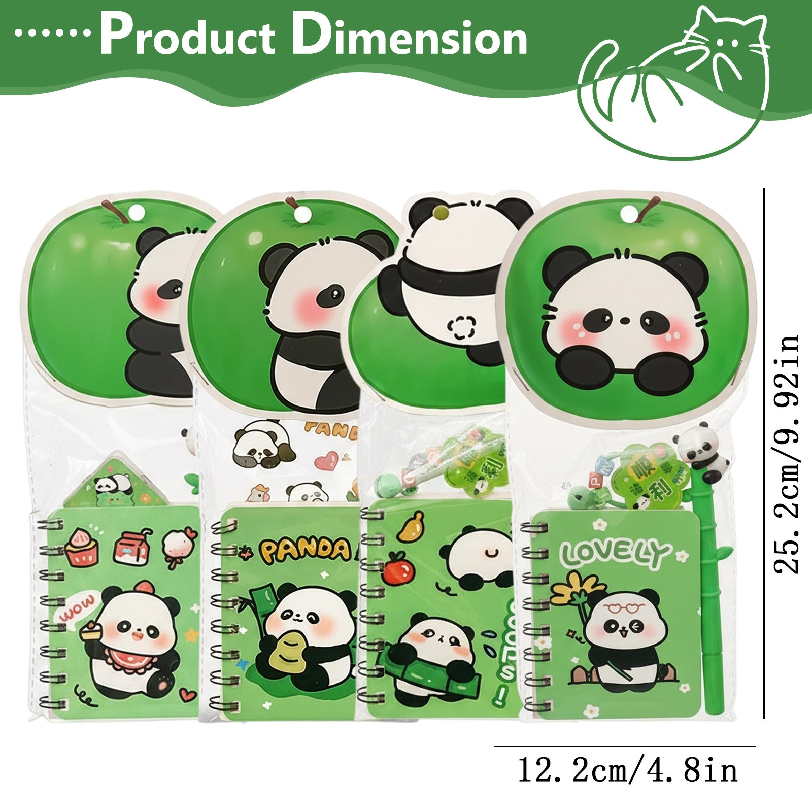 thumbnail video image 2 of 1Pcs 9.92in Cute Panda Themed Stationery Gift Set, Mini Spiral Lined Notebook & Matching Click Pen Kit, Kawaii Cartoon Decorative Writing Supplies For Desk Journal & Daily Office Note Taking, 2 of 6