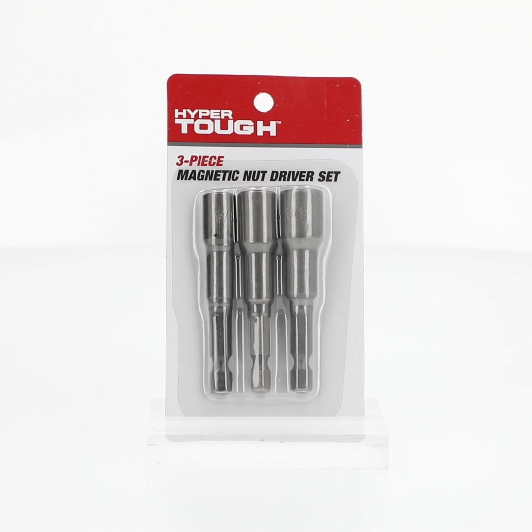 Hyper Tough 3 Pack Hex Shank Magnetic Nut Screwdriver Bits 1/4, 3