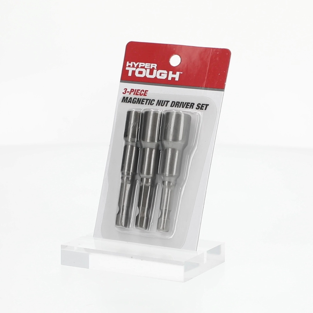 Hyper Tough 3 Pack Hex Shank Magnetic Nut Screwdriver Bits 1/4, 3