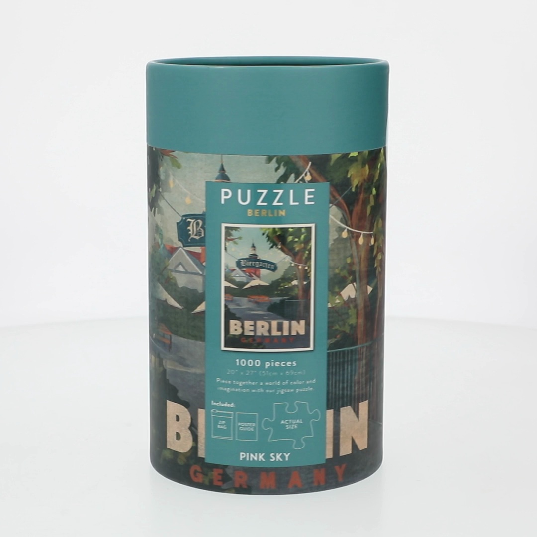 Berlin Pink Sky Puzzle 1000 Piece Cylinder Tube Gift Jigsaw Puzzle