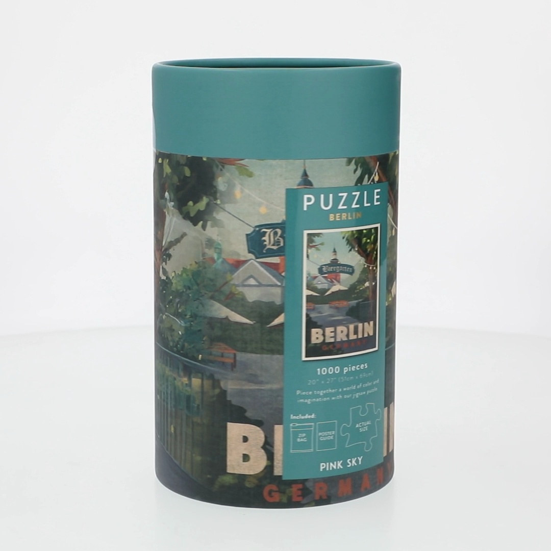 Berlin Pink Sky Puzzle 1000 Piece Cylinder Tube Gift Jigsaw Puzzle