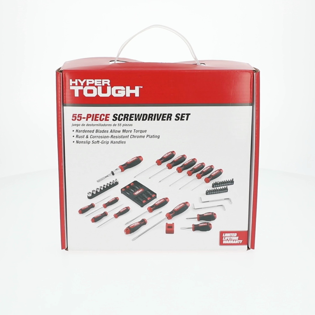Hyper Tough Screwdriver Set 55 pcs with Hardened Blades Soft-Grip