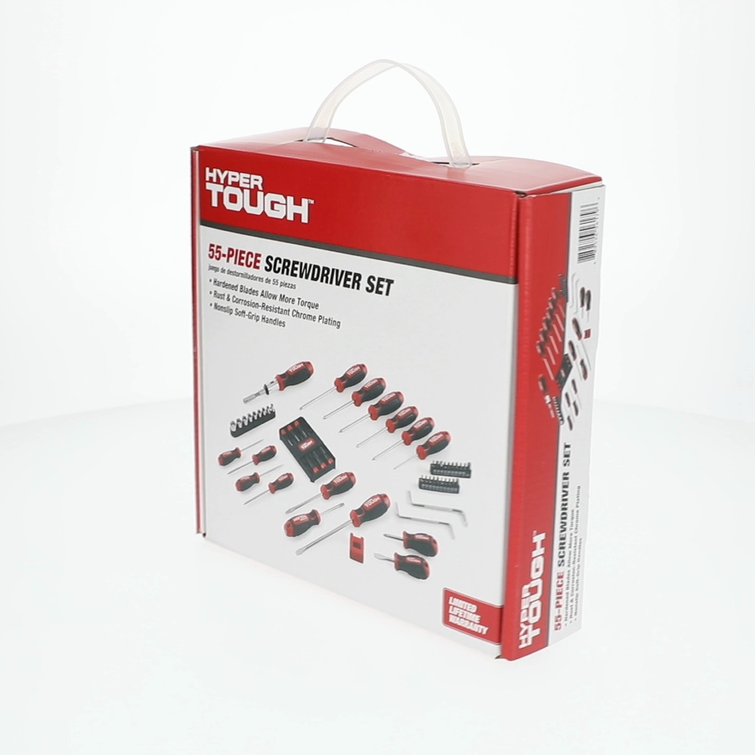 Hyper Tough Screwdriver Set 55 pcs with Hardened Blades Soft-Grip
