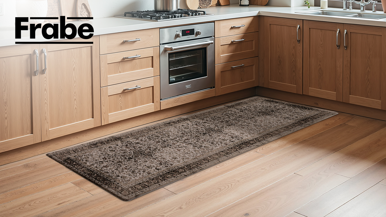 thumbnail video image 2 of FRABE Kitchen Rug, Upgraded Anti Fatigue Mat, Comfort Non-Slip PVC Cushioned Kitchen Floor Mats, for Standing Desk Office, Sink, Laundry, Khaki, 24x59, 2 of 10