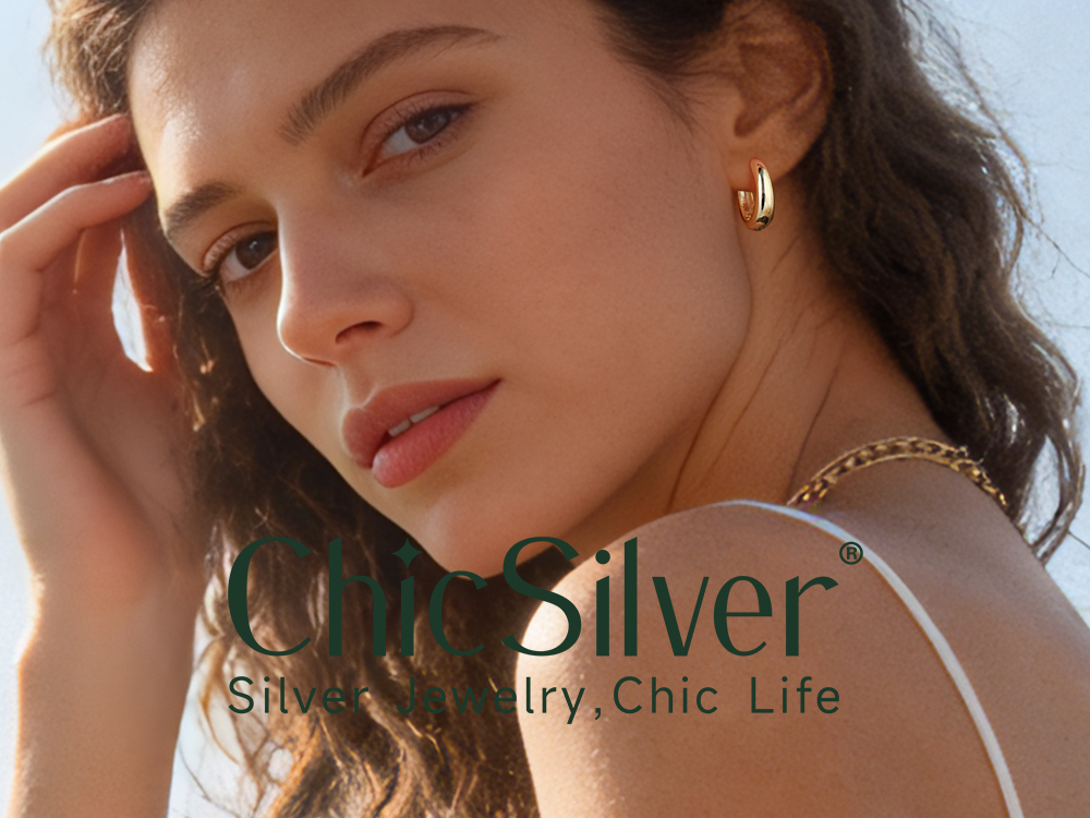 thumbnail video image 2 of ChicSilver Solid 925 Sterling Silver Chunky Hoop Earrings for Women Hypoallergenic Thick Huggie Earring Wide Hoops Everyday Hoop Earrings, 2 of 9