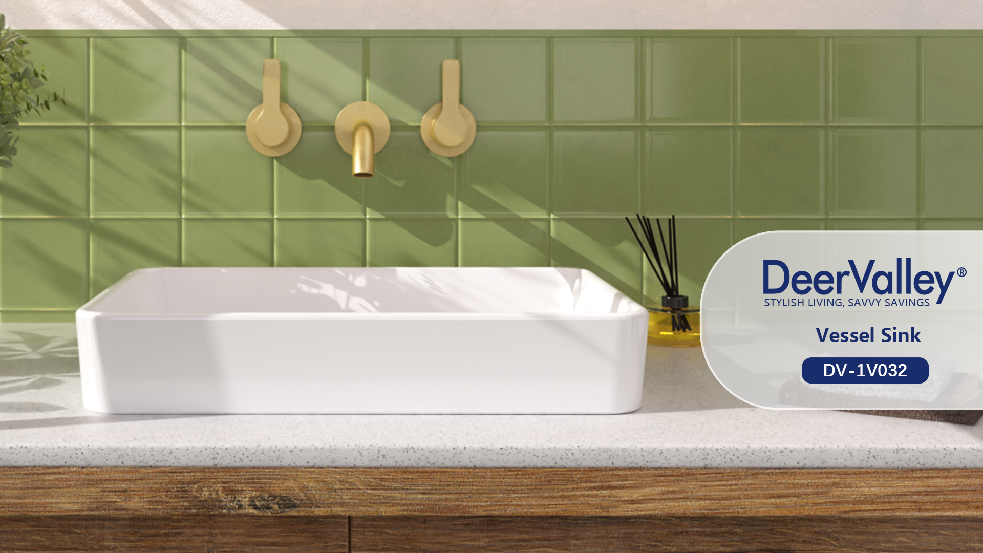 thumbnail video image 2 of DeerValley DV-1V032 White Ceramic Rectangular Vessel Sink Above Counter White Bathroom Vanity Sink Bathroom Sink Art Basin (19.92'' L x 14'' W x 4.37'' H), 2 of 15