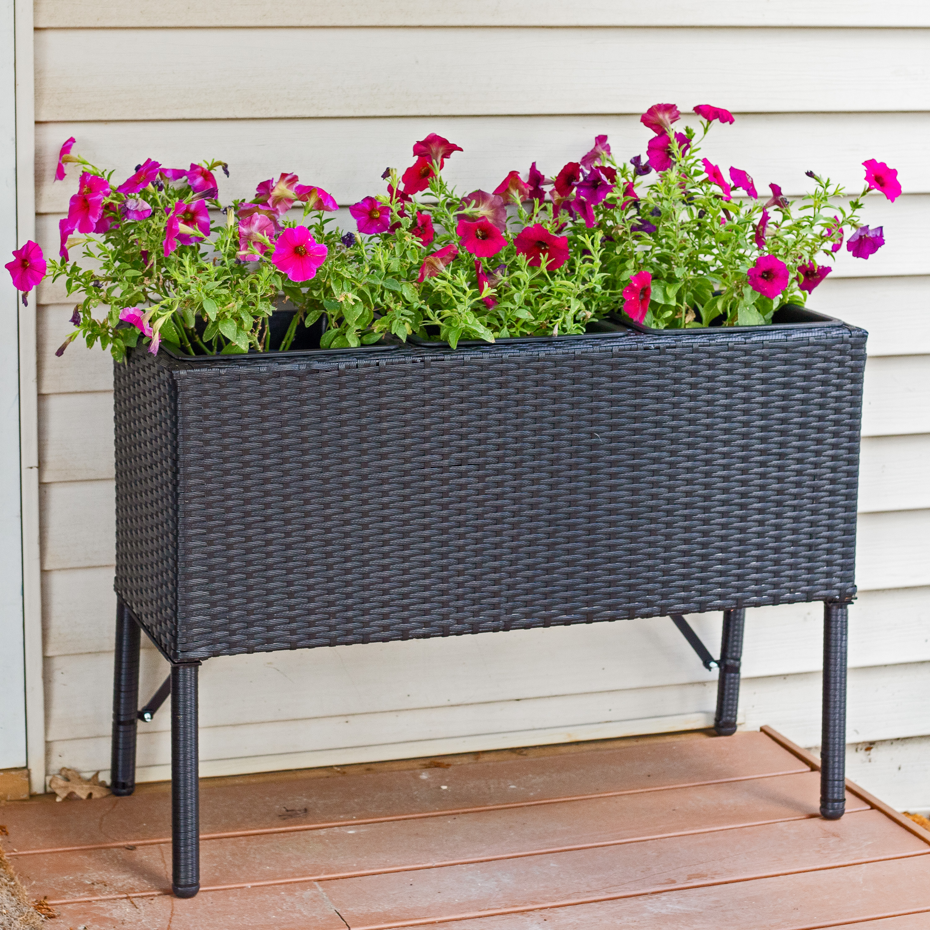 thumbnail video image 2 of Sunnydaze 11.75" x 33" x 21.5" Rectangle Black Polypropylene Planter Box, 2 of 18