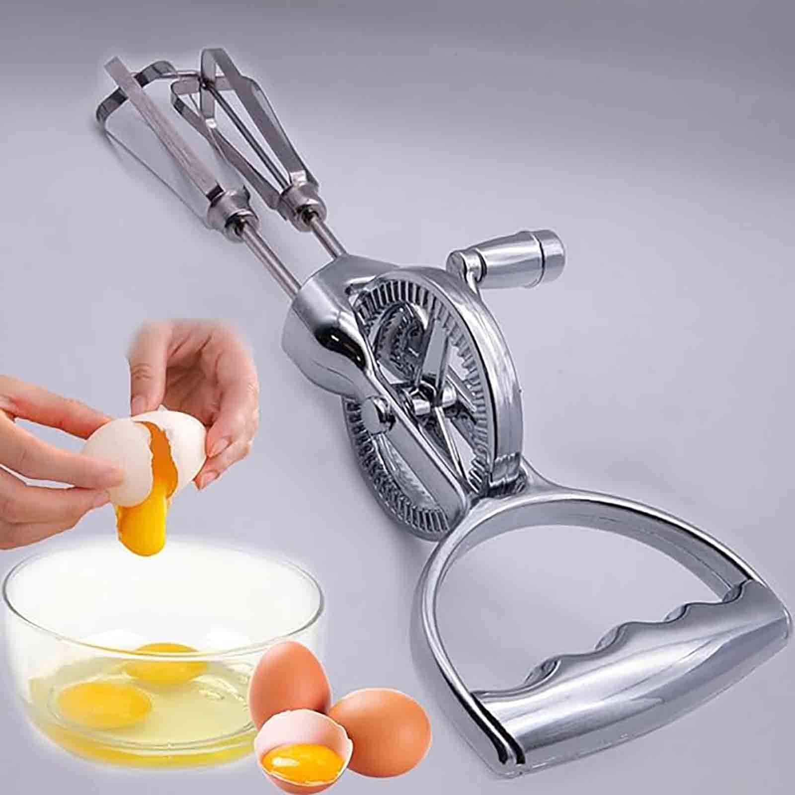 thumbnail video image 2 of Handheld Rotary Stainless Steel Stirrer, Classic Manual Crank Egg Beater for Mixing Eggs, Batter & Cream, Durable Metal Construction, Easy to Operate & Clean Kitchen Tool, 2.8*12.2in, 2 of 10