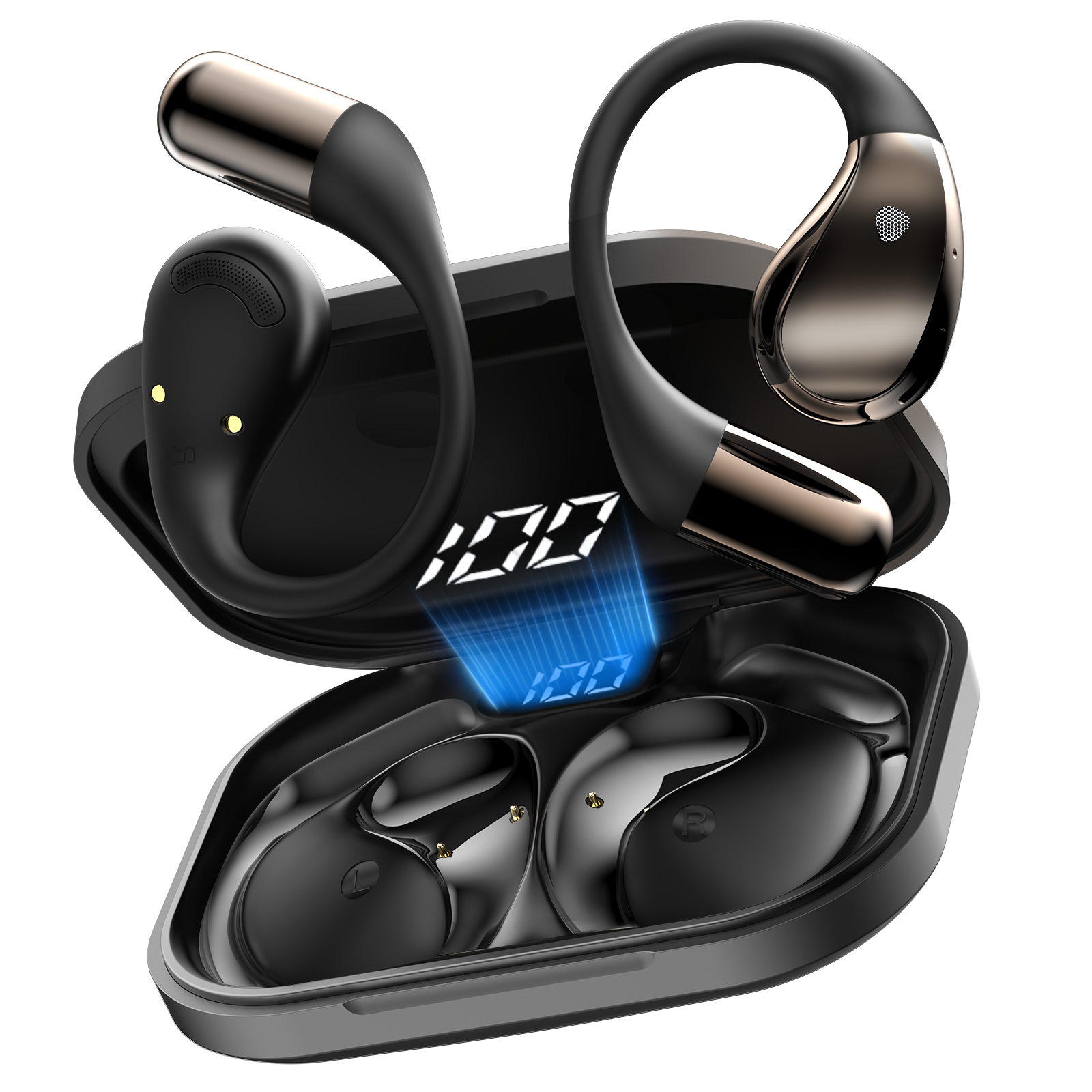 thumbnail video image 2 of Open Ear Earbuds, Non-In-Ear Comfortable Earhook Wireless Earbuds with Bluetooth 6.0 and ENC Clear Calls, 48H Playtime, Bluetooth Headphones for Sport, Travel & Daily Wear, Waterproof Earphones, 2 of 8