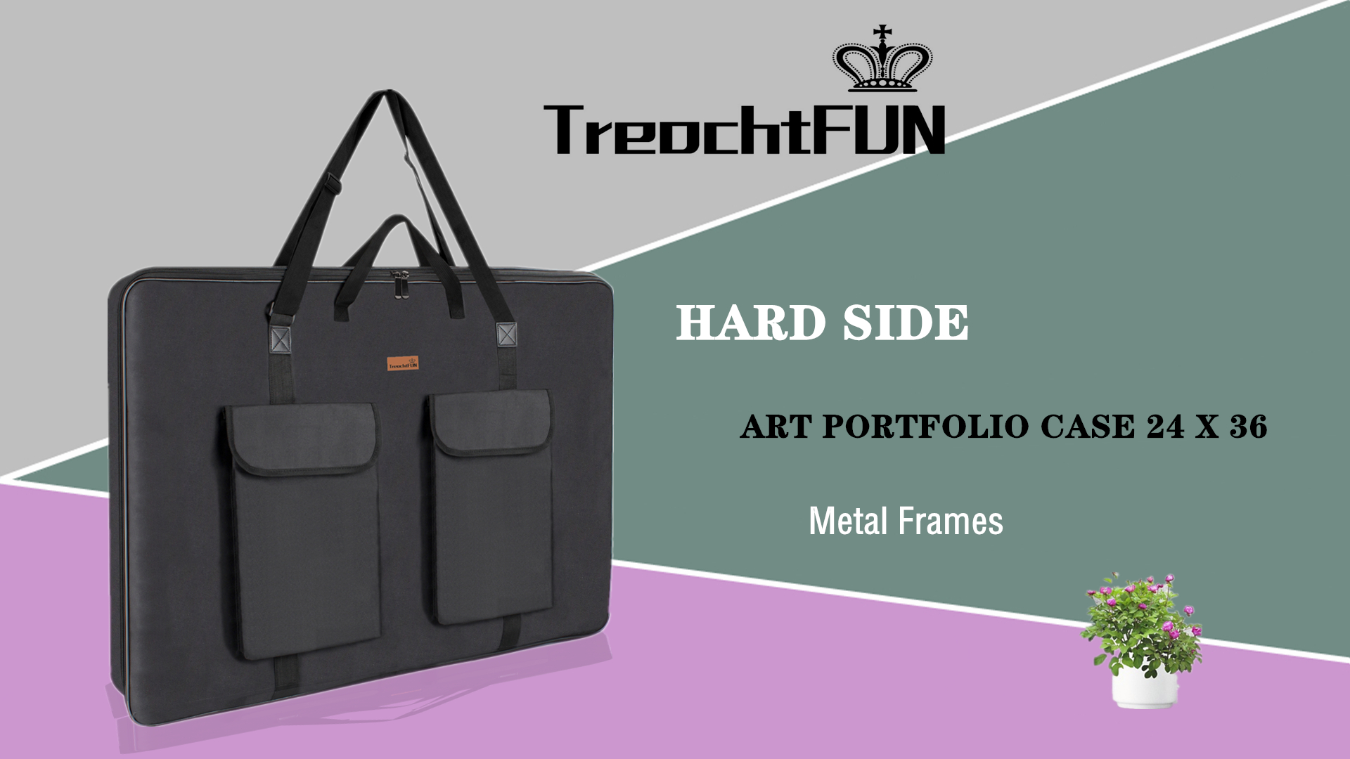 thumbnail video image 2 of TreochtFUN Hard Side Art Portfolio Case 24 X 36, Heavy Duty Art Carrying Bag With Metal Rigid Frame,Sturdy Fabric For Artwork,Photography,Canvas,Boards,Screen Monitors (Black), 2 of 11