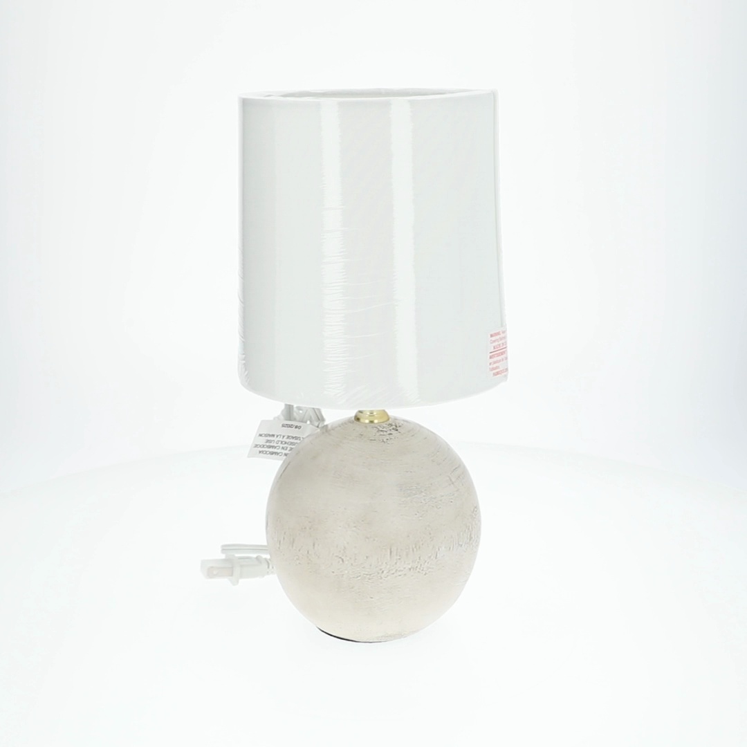 Mainstays 12.75 inch White Ball Table Lamp with Linen Shade for
