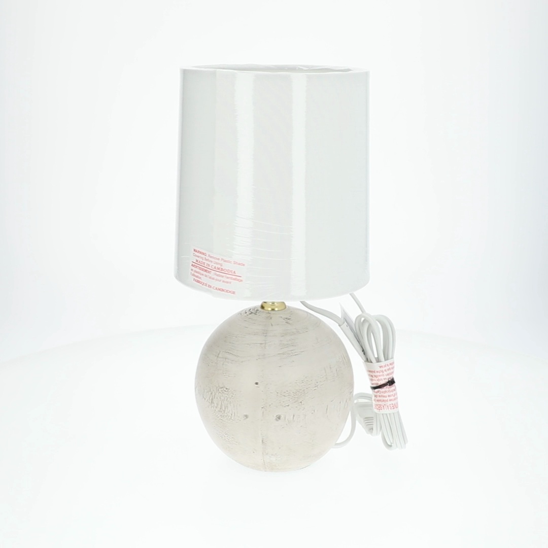 Mainstays 12.75 inch White Ball Table Lamp with Linen Shade for