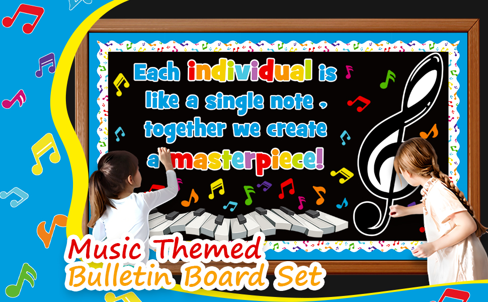 thumbnail video image 2 of Music Themed Bulletin Board Set Musical Notes Classroom Bulletin Board Decorations Colorful Music Notes Cutouts for Kids School Classroom Chalkboard Wall Back to School Decor, 2 of 8