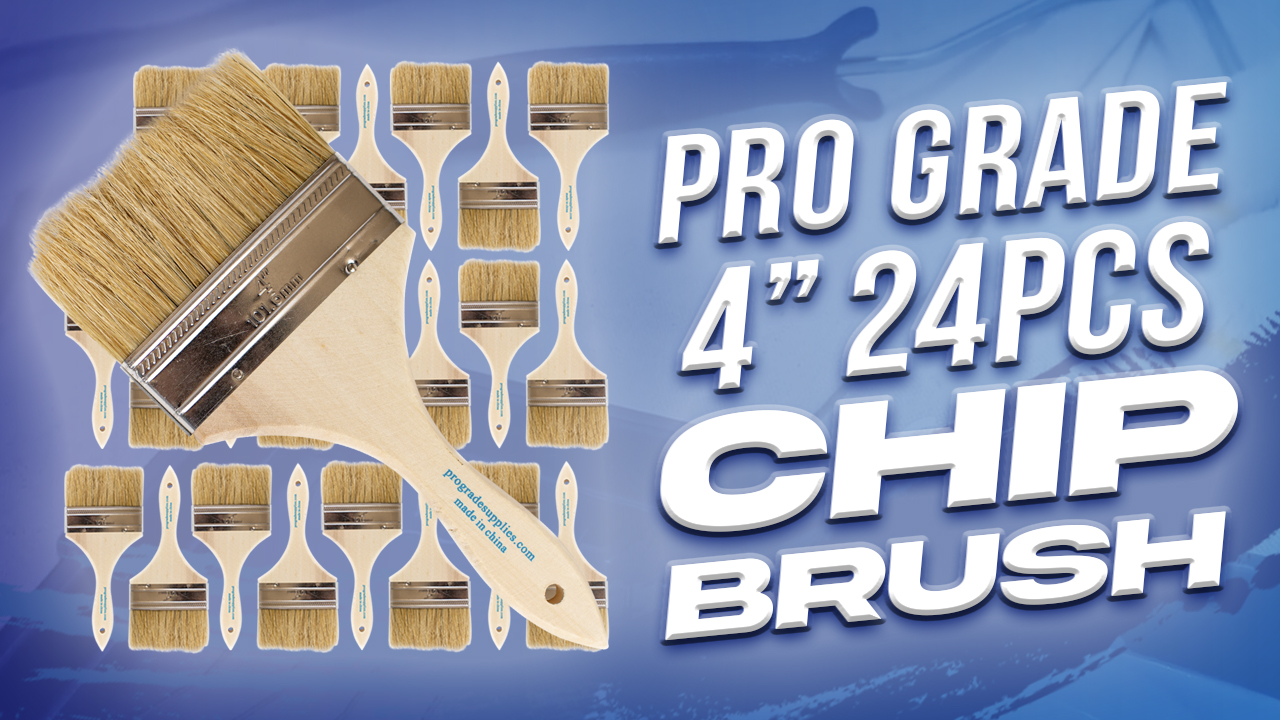 thumbnail video image 2 of Pro Grade Chip Brush, 4 inch Professional Paint Brushes, 24 Pack, Natural China Bristle Paintbrush Set, 2 of 8