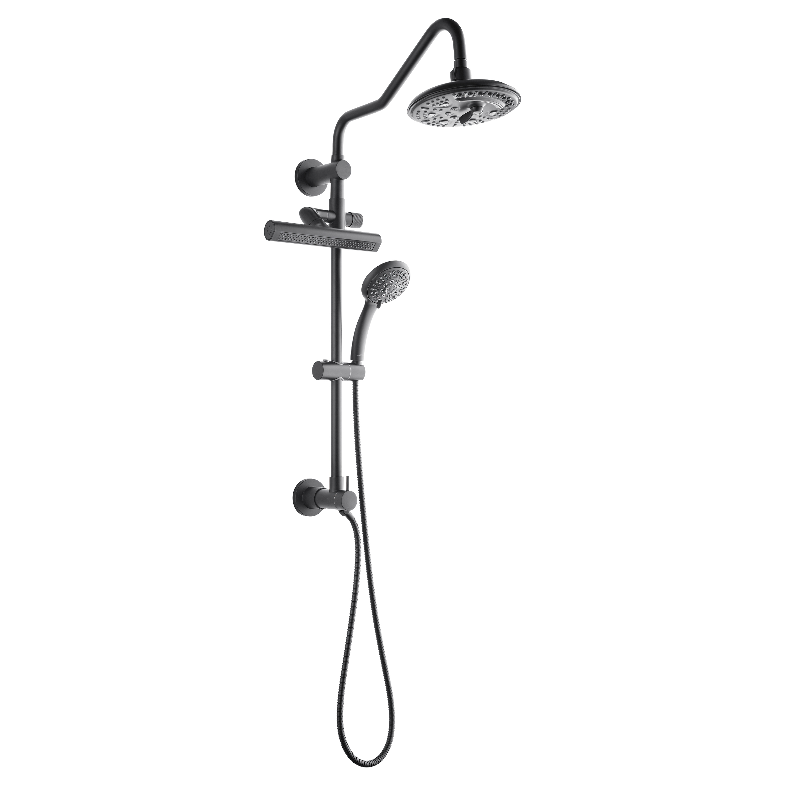 thumbnail video image 2 of FORNO ACQUA AcquaFALL Shower, Matte Black Finish, Overhead Rainfall Shower, 7 Way Diverter, Handheld Shower Head, Body Jets, 1.8 GPM Flow Rate, 2 of 15