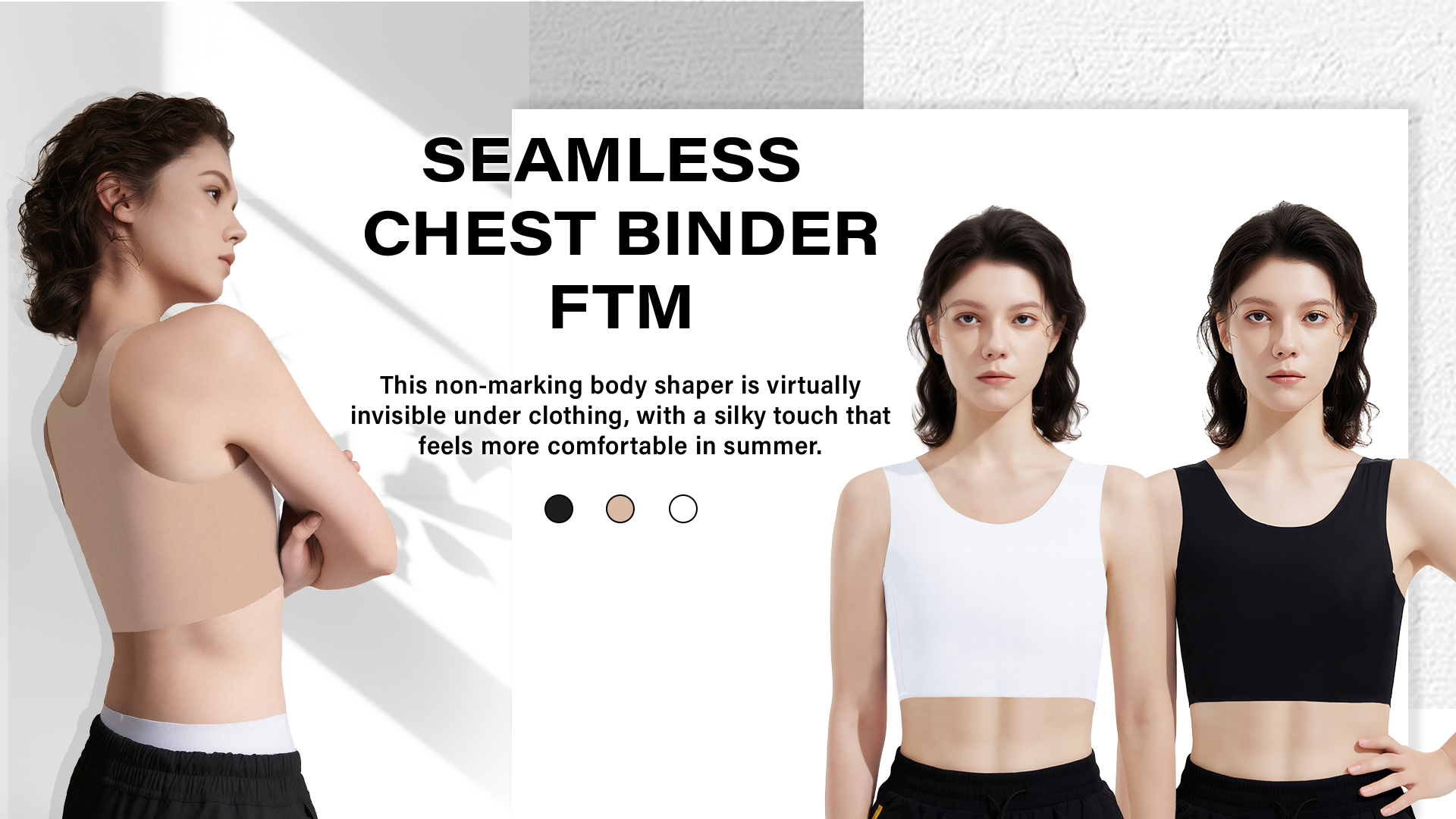 thumbnail video image 2 of Seamless Chest Binder Sport Breathable Compression Binder Bra Pullover Tank Top, 2 of 8