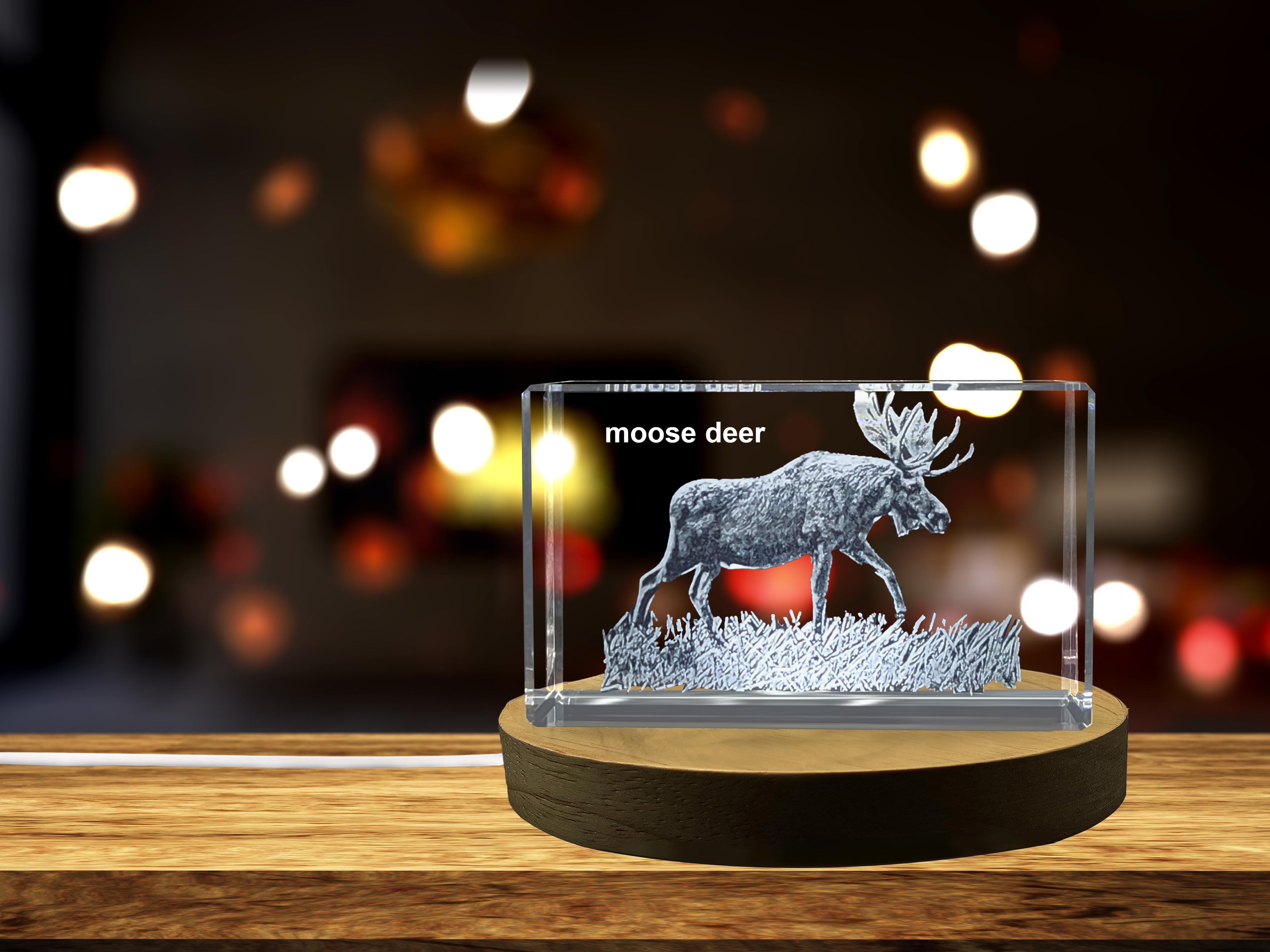 thumbnail video image 2 of Stunning Moose Deer Engraved on Crystal Collectible | Best Wildlife Decorative Gift, 2 of 7