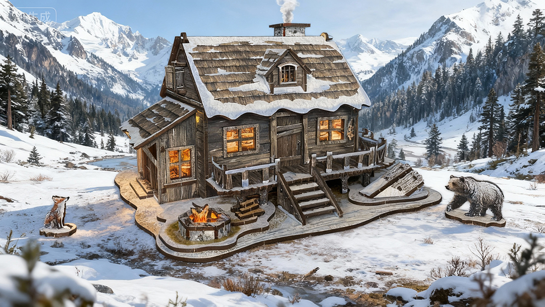 LED 3D Wooden Puzzle Winter Cabin DIY Miniature Building Kit with LED ...