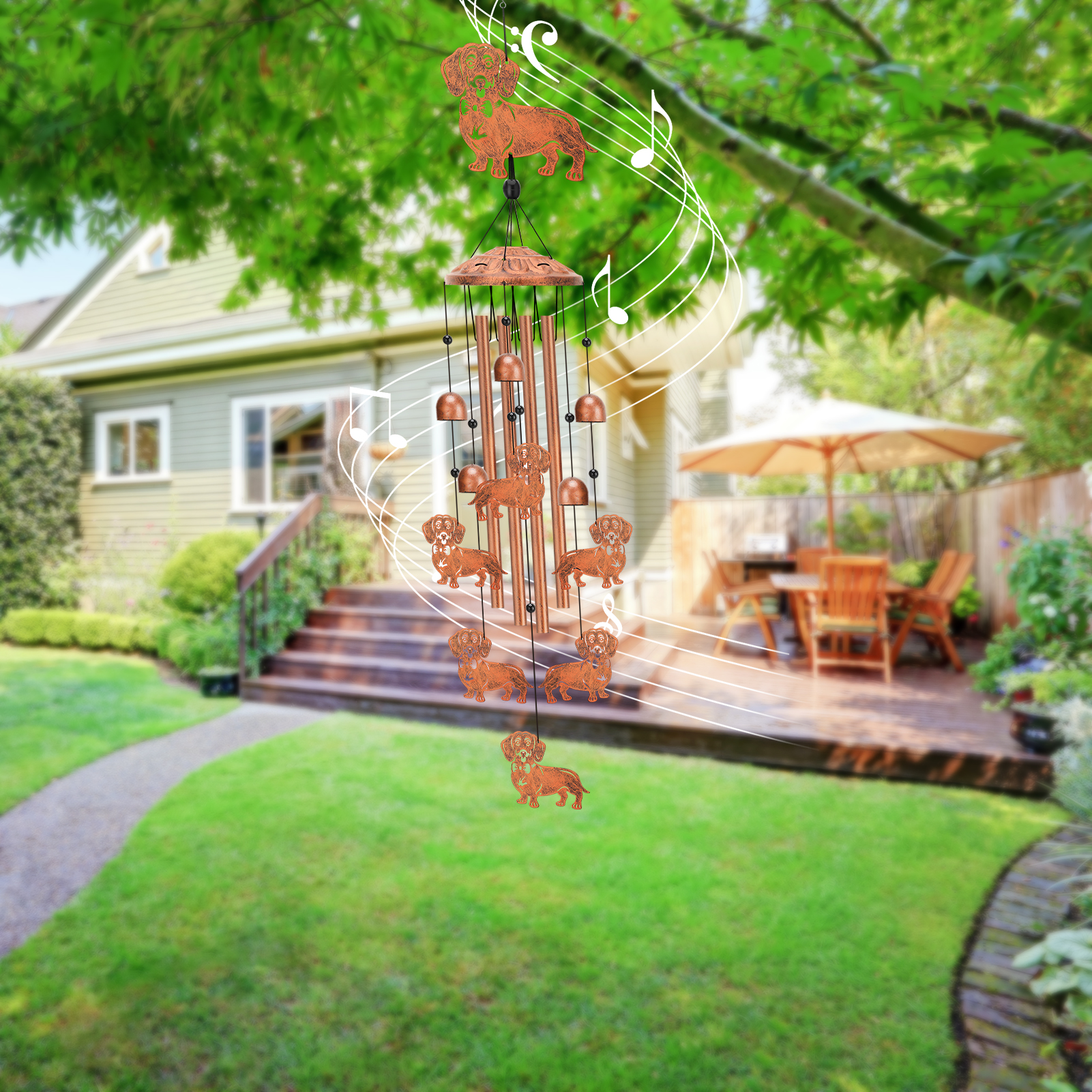 thumbnail video image 2 of topjuju 35 Inch Dachshund Dog Wind Chimes, Metal Wind Chimes for Outside, Dachshund Decor, Dachshund Dog Lover Gifts, Housewarming/Mother's Day/Birthday Gifts, Memorial Gifts for Loss of Dog, 2 of 10