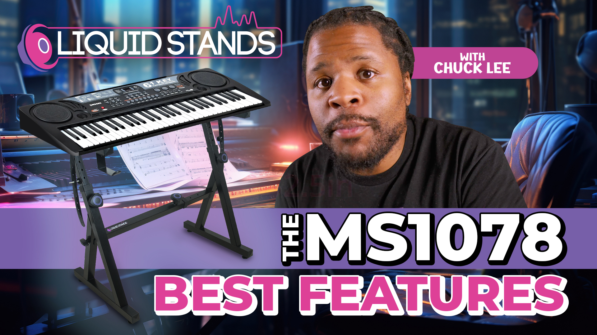 thumbnail video image 2 of Liquid Stands Piano Keyboard Stand - Z Style Adjustable and Portable Heavy Duty Music Stand for Kids and Adults -Fits 54-88 Key Electric Pianos - Sturdy Musical Keyboard Stand (Purple), 2 of 8