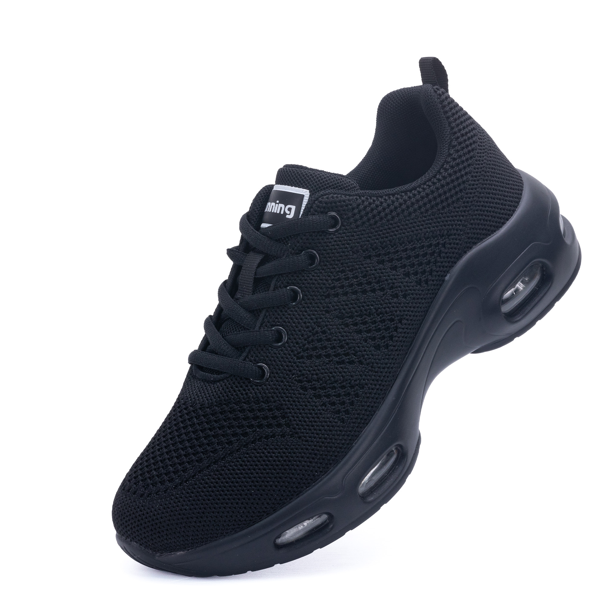 thumbnail video image 2 of NRNHI Women's Walking Shoes with Air Cushioned Support Tennis Sneakers Pure Black 8.5, 2 of 8