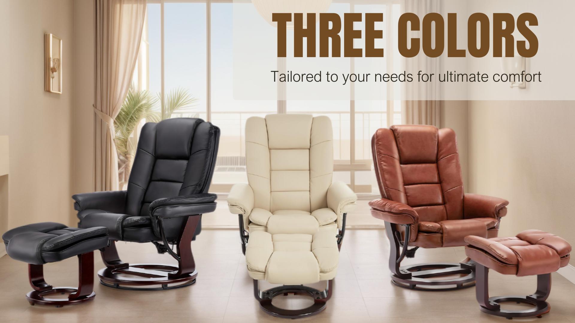 Stylish 32'' Wide Manual Swivel Recliner with Ottoman in Faux