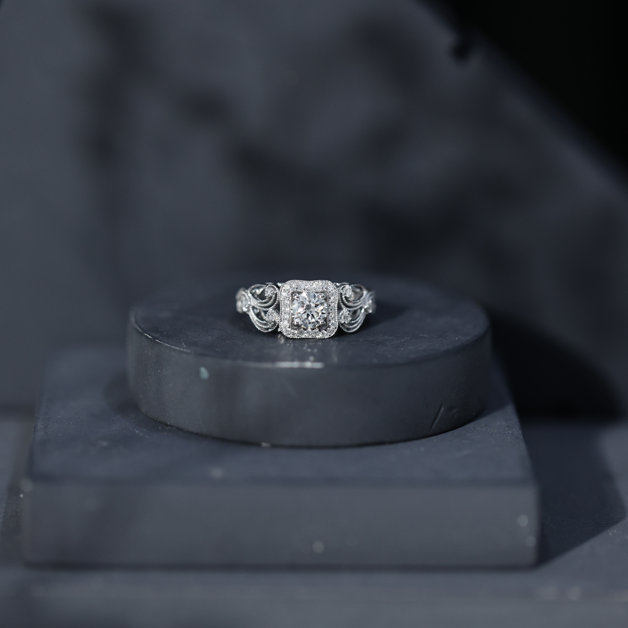 thumbnail video image 2 of Rosec Jewels 0.75 CT Moissanite Vintage Engagement Ring for Women, Certified Moissanite Gold Beaded Ring, 925 Sterling Silver, US 9.50, 2 of 9