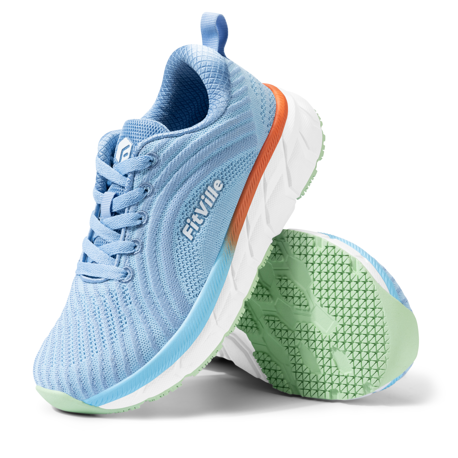 thumbnail video image 2 of FitVille Women's Wide Running Shoes Lightweight Breathable Sneakers, Sky Blue, 9 Wide, 2 of 8