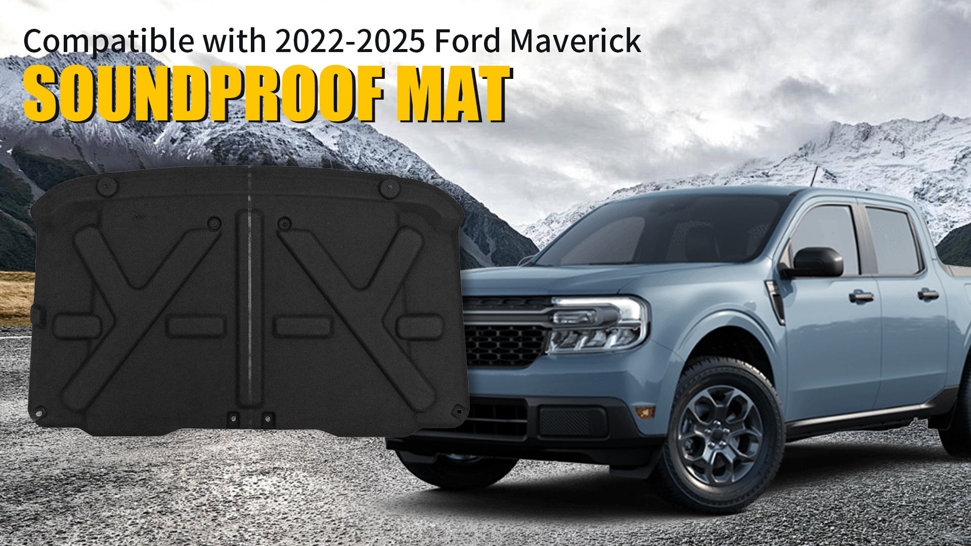 thumbnail video image 2 of Soundproof Mat 2022-2025 Ford Maverick Engine Hood Heat Insulation Shield Sound Protective Pad Sound Proof Foam Insulation for 2024 Maverick Accessories (PET Felt), 2 of 8