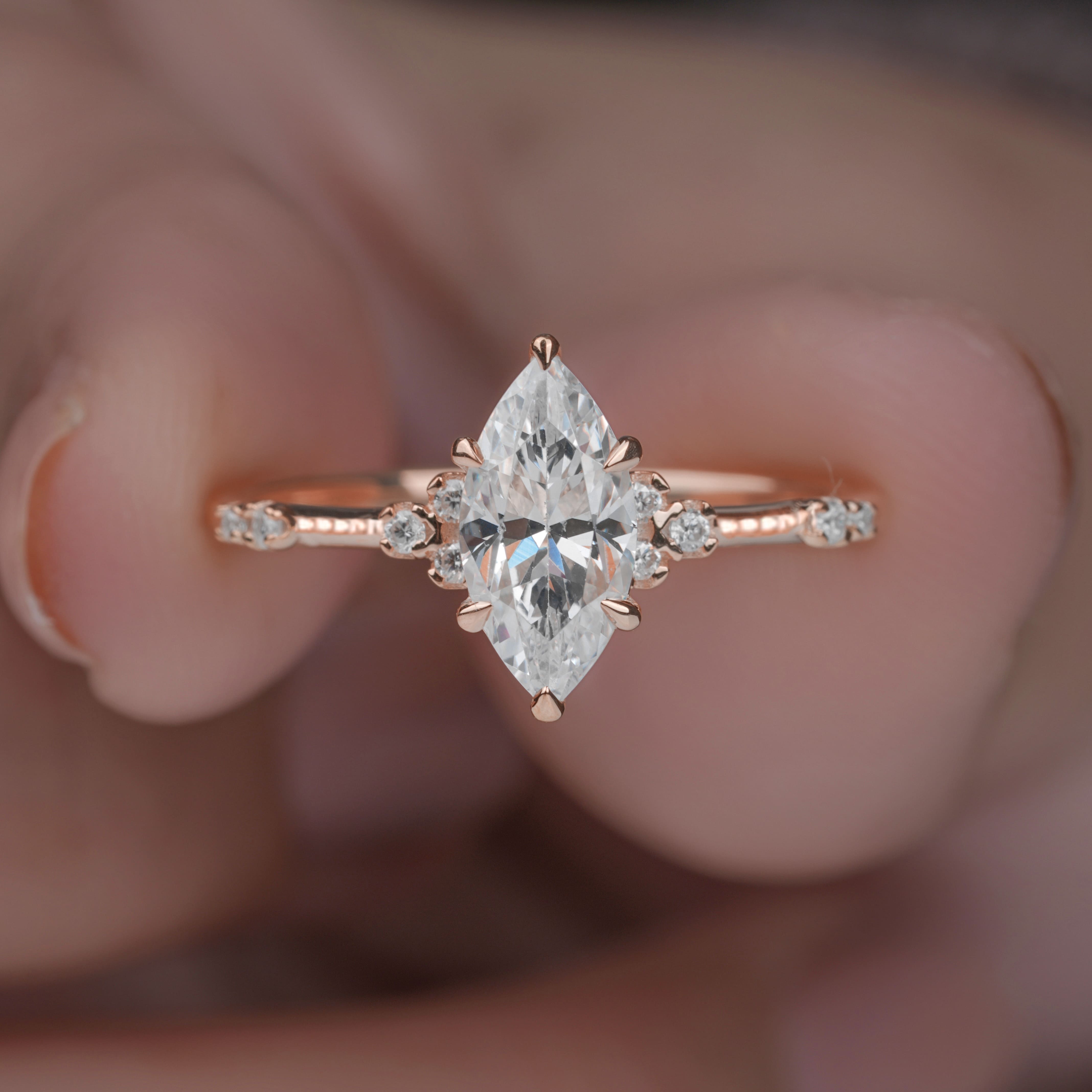 thumbnail video image 2 of Cora Jewellery Art Deco 1.0CT Marquise Cut Engagement Ring for Women, 10K Yellow Gold, 5 US, 2 of 9