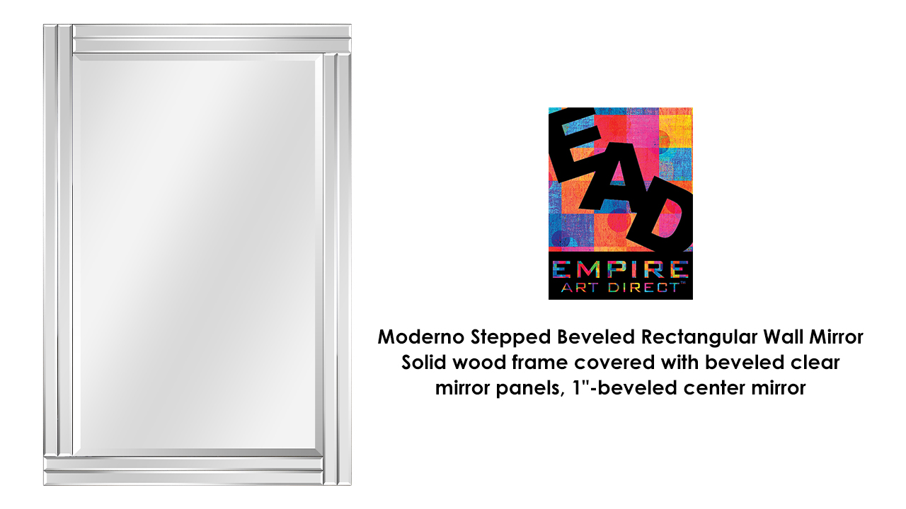 thumbnail video image 2 of Empire Art Direct Modern Stepped Beveled Rectangle Wall Mirror, 24" x 36", Ready to Hang, 2 of 11