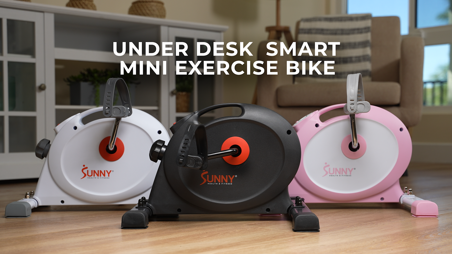 thumbnail video image 2 of Sunny Health & Fitness Mini Leg + Arm Pedal Exerciser, Under Desk & Desktop w Smart Bluetooth & FREE SunnyFit® App - SF-B023005WHT, 2 of 8