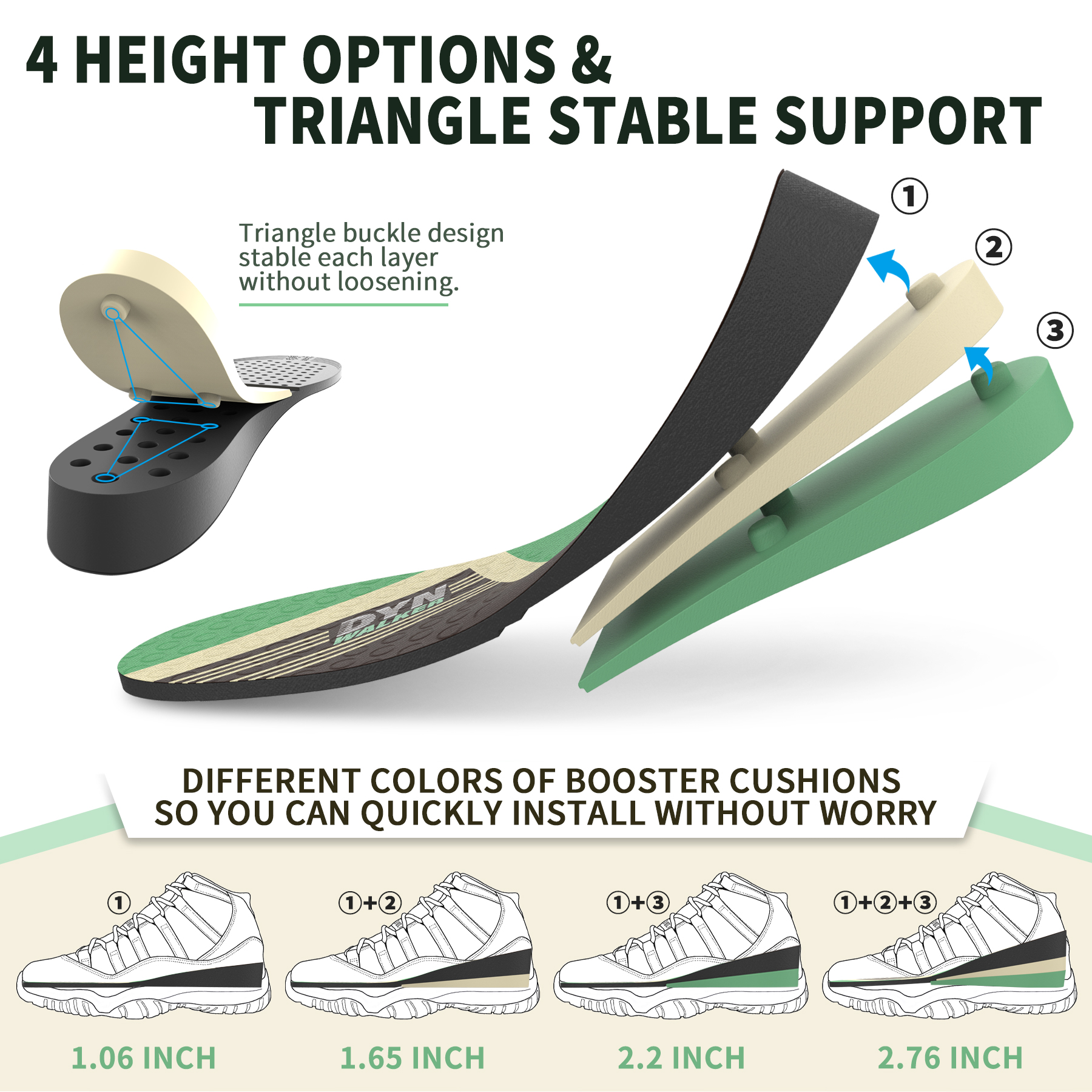 thumbnail video image 2 of DynWalker Lift Insole Boost Inner Sole 2.95 Inch Heel Pads for Shoes Anti-Slip Flexible Soft Cushioned Heel Massage for Uneven Legs Adjustable Size 2 Layer L, 2 of 7