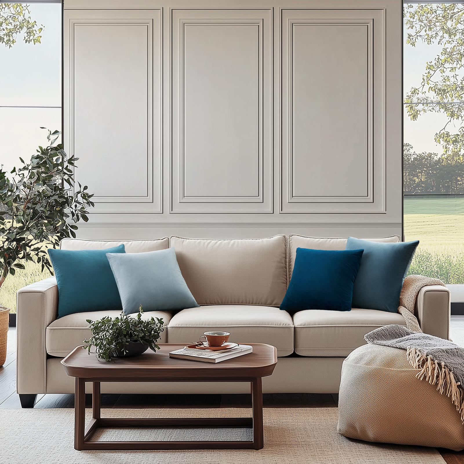 thumbnail video image 2 of Top Fine Velvet Soft Solid Decorative Square Throw Pillow Covers Set Cushion Case for Spring Sofa Bedroom 16x16 Inch,Grey,Set of 4, 2 of 7