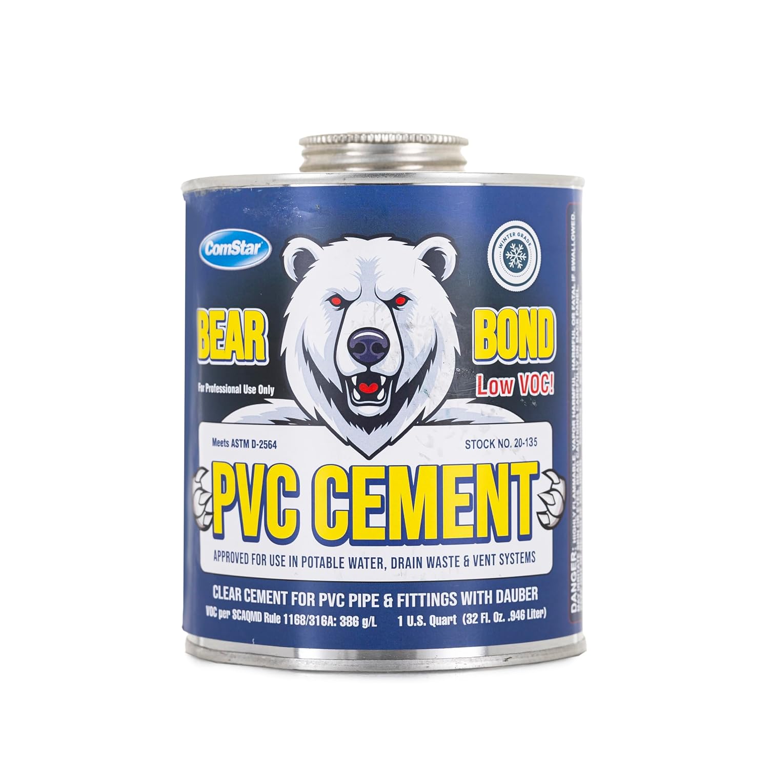 thumbnail video image 2 of ComStar PVC Cement, Fast-Setting Medium Viscosity High Strength Solvent Cement for PVC Pressure Pipe & Fittings, Low V.O.C.Exceeding ASTM D-2564 Standard, Ideal for Plumbing & Sewer,1 Quart (20-135), 2 of 5