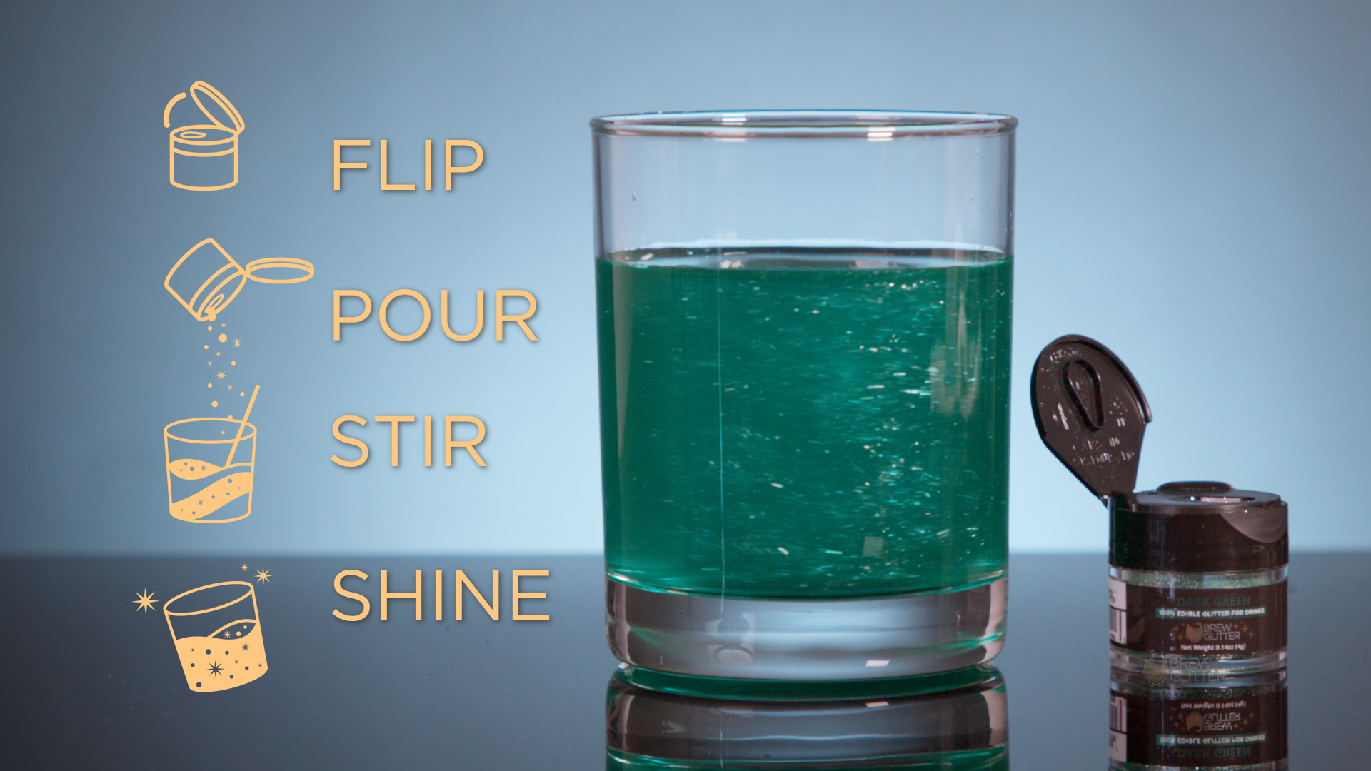 thumbnail video image 2 of Brew Glitter - Dark Green Edible Drink Glitter - Bold Sparkle, Beverage-Safe, 4g, 2 of 9